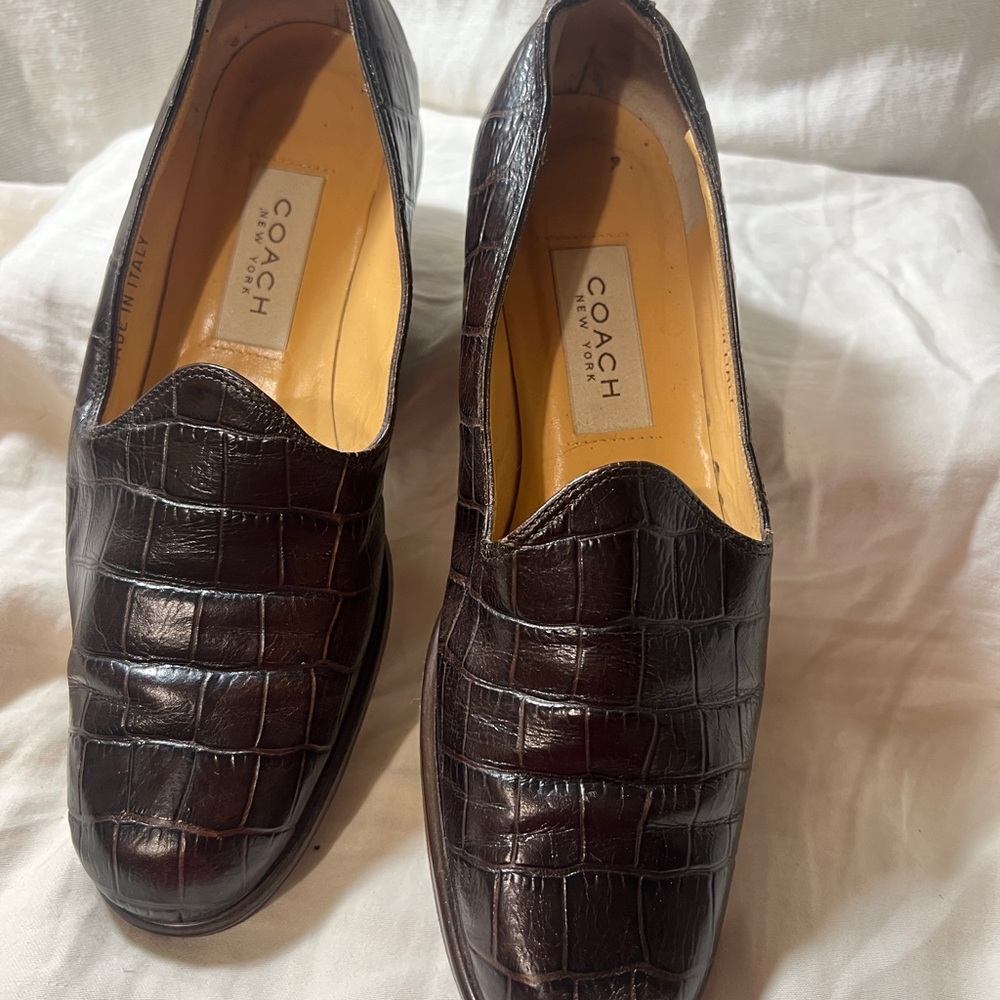 Coach Men's Dark Brown Croc-Embossed Loafers